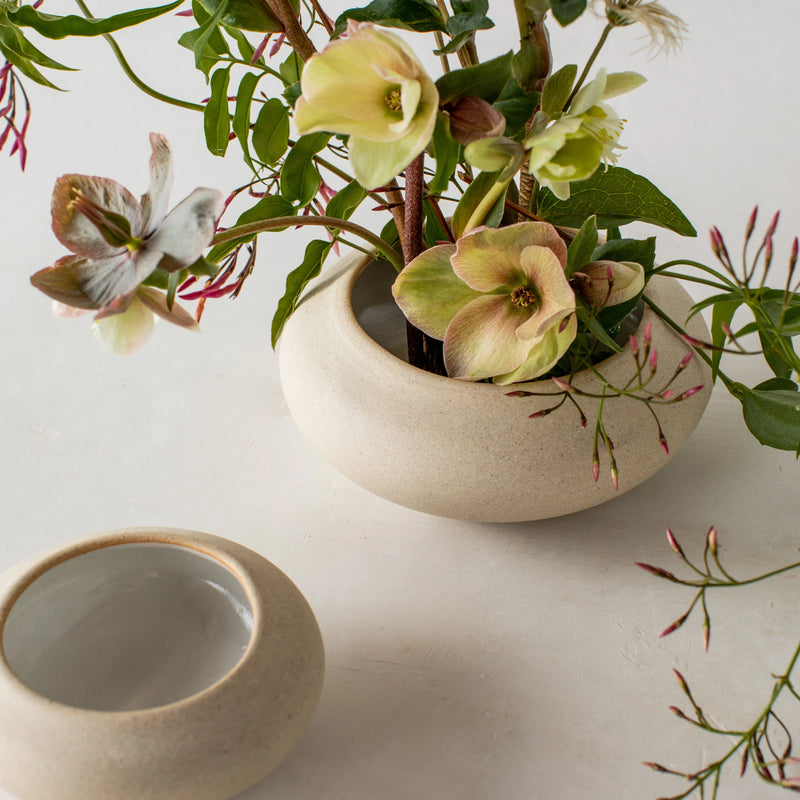 Minimal Ikebana Raw Stoneware Vase Vase Convivial Vase + Kenzan Large 