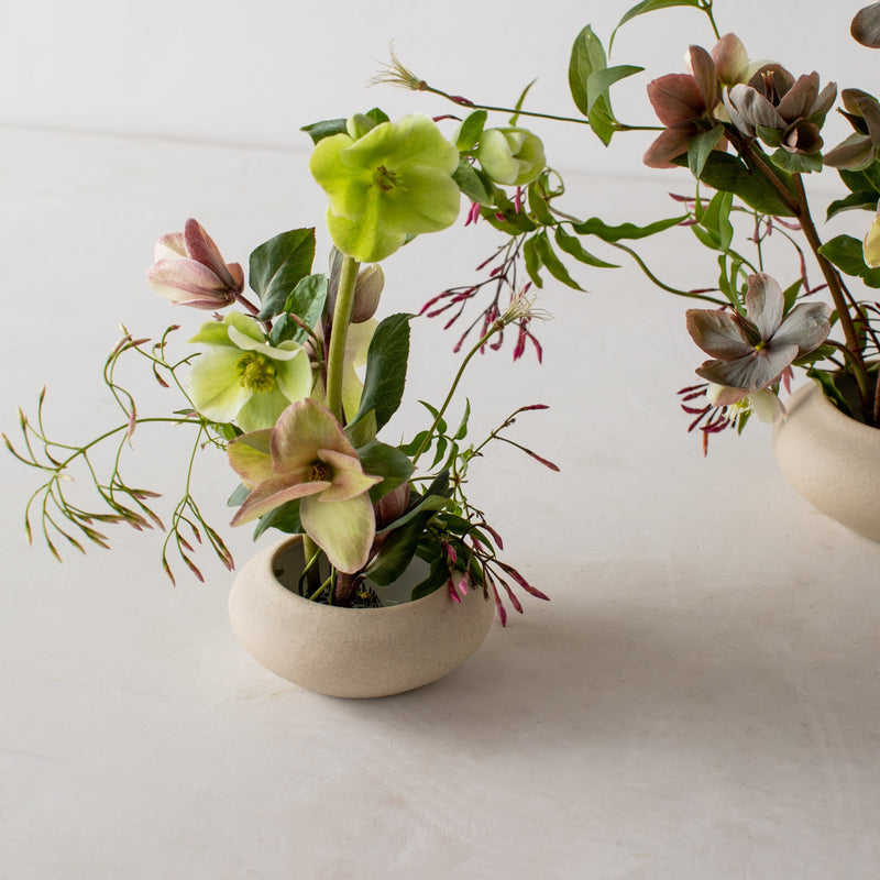 Minimal Ikebana Raw Stoneware Vase Vase Convivial Vase + Kenzan Small 