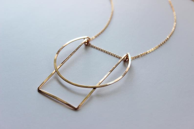 Morning Geometric Gold Necklace Accessories L.Greenwalt Jewelry 