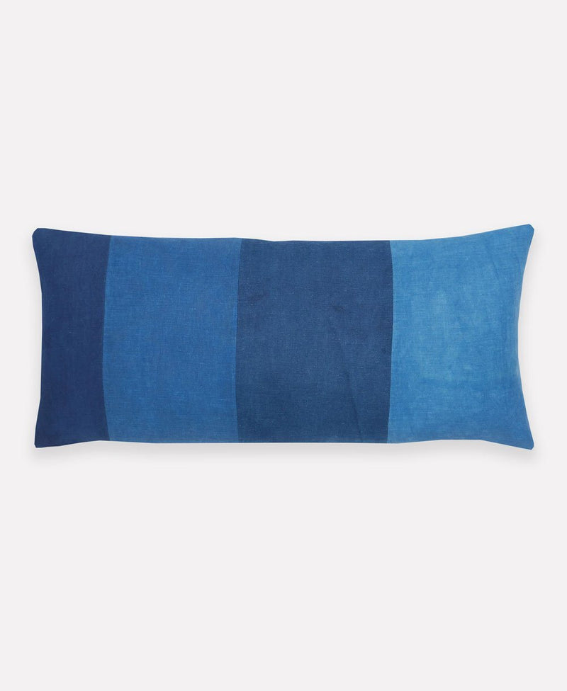 Naturally Dyed Colorblock Lumbar Pillow Lumbar Pillows Anchal Project Blue 
