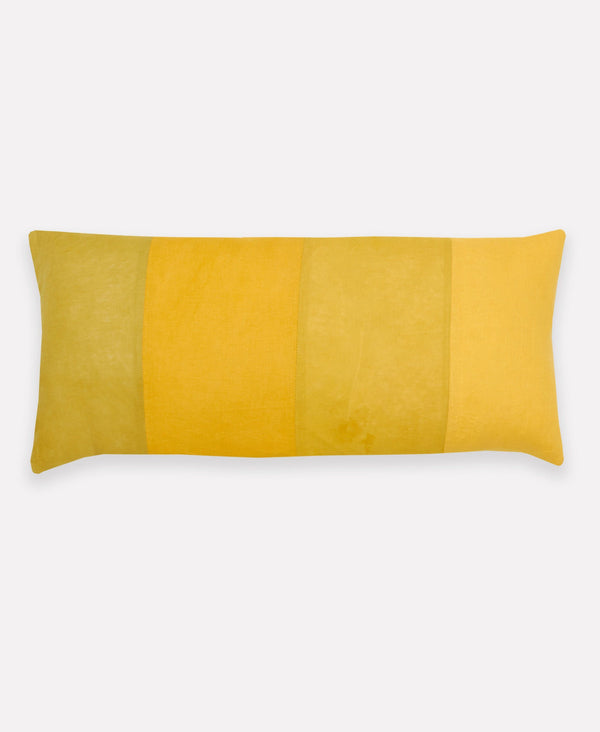 Naturally Dyed Colorblock Lumbar Pillow Lumbar Pillows Anchal Project Yellow Green 