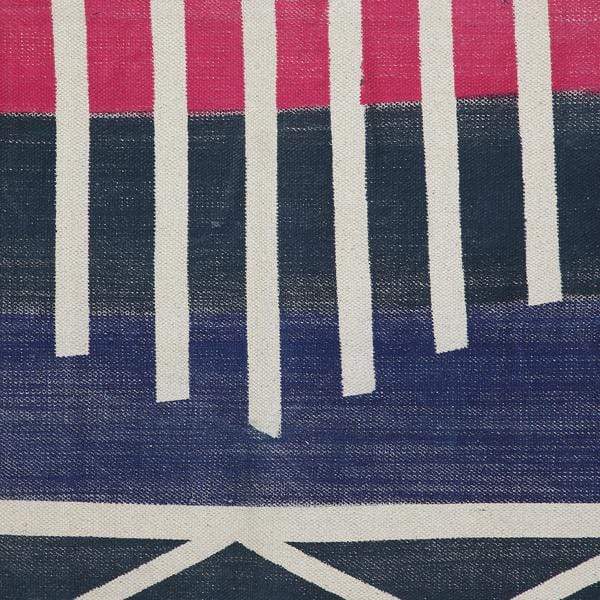 Navy Blue with Natural Stripes Printed Rug Rugs Casa Amarosa 