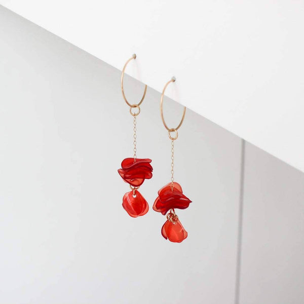 Nina Upcycled Chain Drop Earrings Earrings Giulia Letzi + META Jewelry Coral Red 
