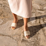 Nisolo Isla Woven Slide Sandal Bone Women's Leather Sandal Nisolo 