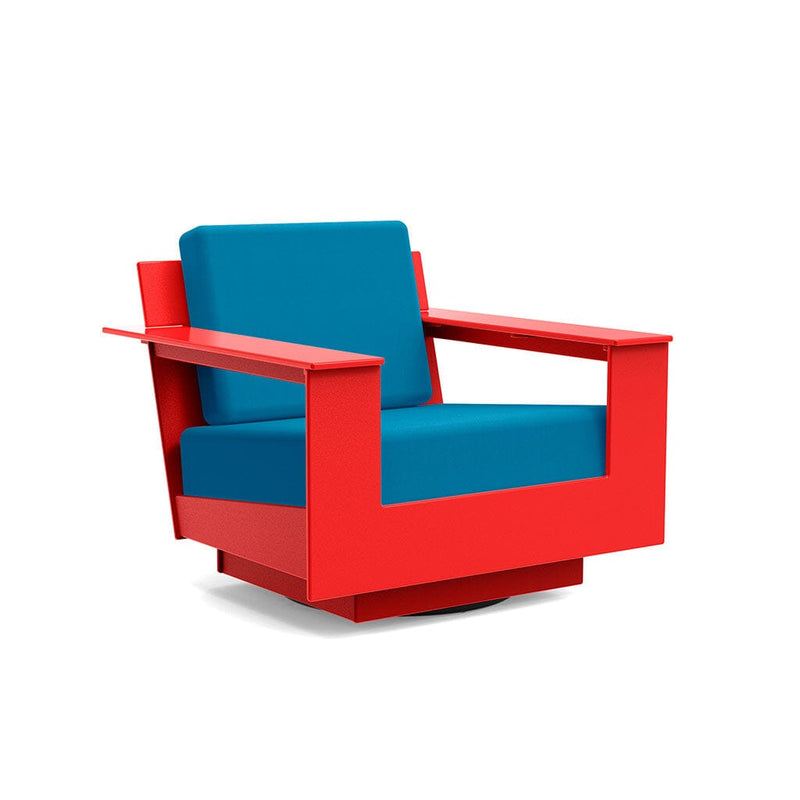 Nisswa Lounge Swivel Outdoor Seating Loll Designs Apple Red Canvas Regatta Blue 