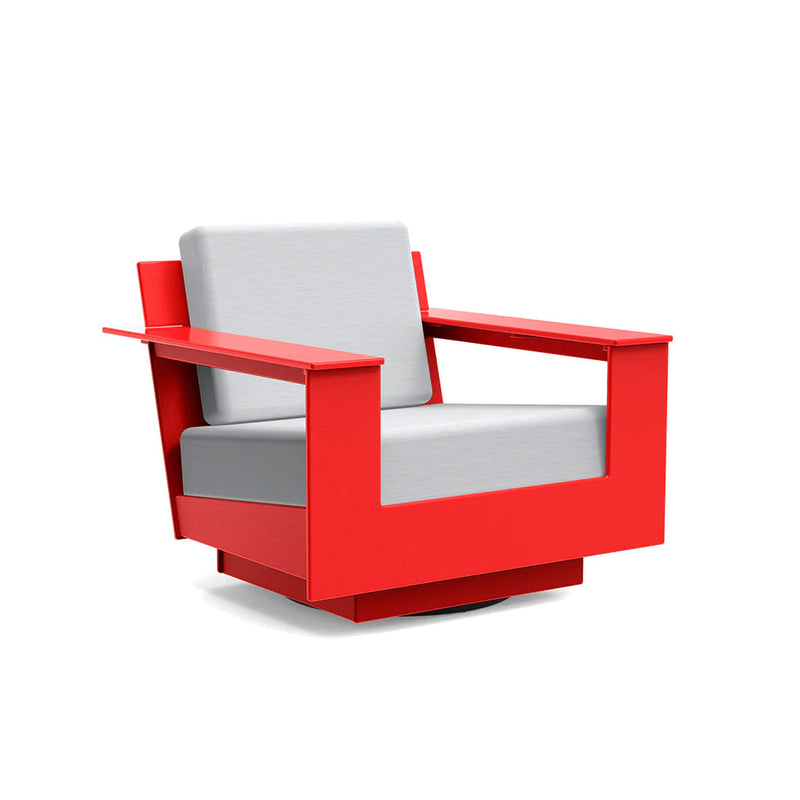 Nisswa Lounge Swivel Outdoor Seating Loll Designs Apple Red Cast Silver 