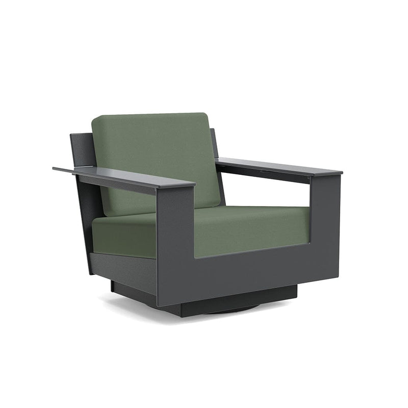 Nisswa Lounge Swivel Outdoor Seating Loll Designs Charcoal Gray Canvas Fern 