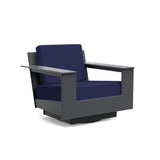 Nisswa Lounge Swivel Outdoor Seating Loll Designs Charcoal Gray Canvas Navy 