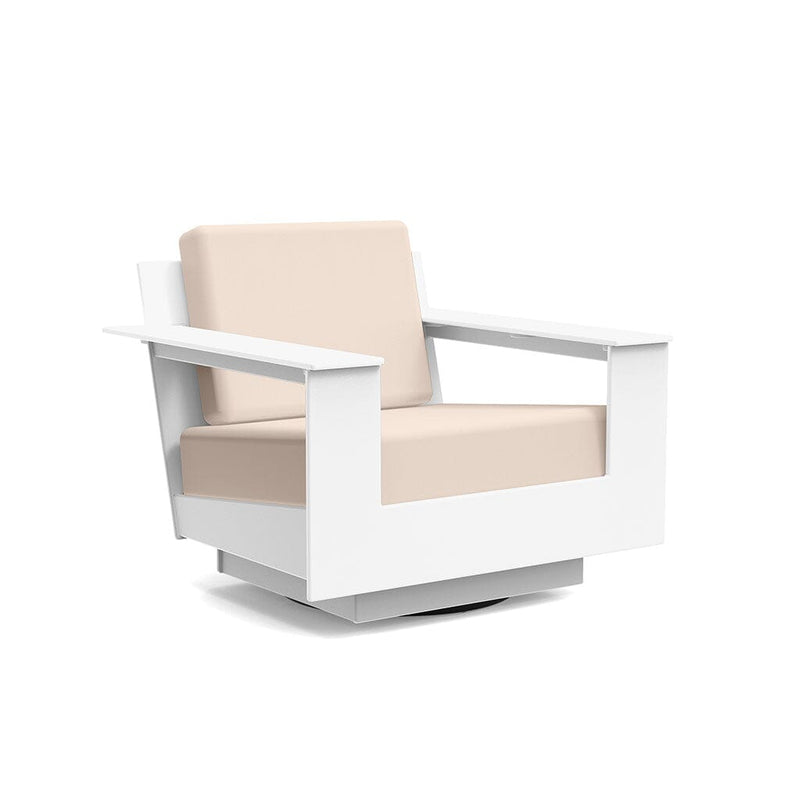 Nisswa Lounge Swivel Outdoor Seating Loll Designs Cloud White Canvas Flax 