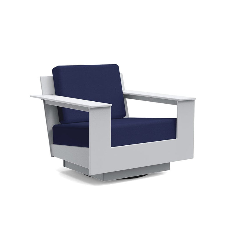 Nisswa Lounge Swivel Outdoor Seating Loll Designs Driftwood Canvas Navy 