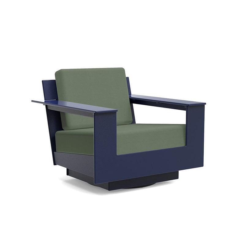 Nisswa Lounge Swivel Outdoor Seating Loll Designs Navy Blue Canvas Fern 