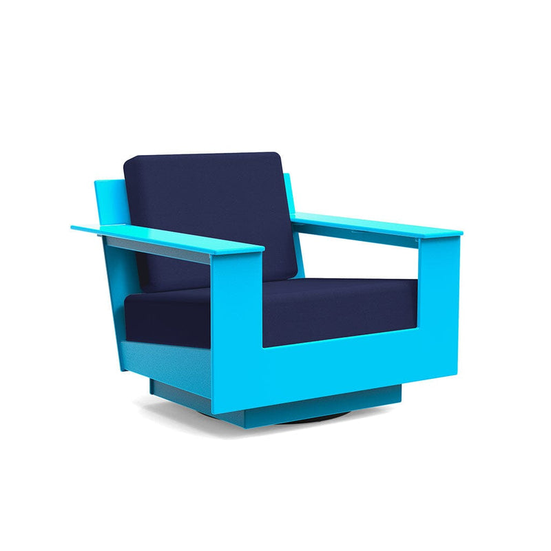 Nisswa Lounge Swivel Outdoor Seating Loll Designs Sky Blue Canvas Navy 