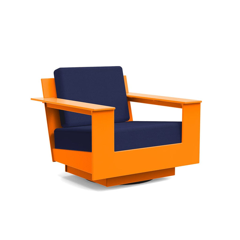 Nisswa Lounge Swivel Outdoor Seating Loll Designs Sunset Orange Canvas Navy 