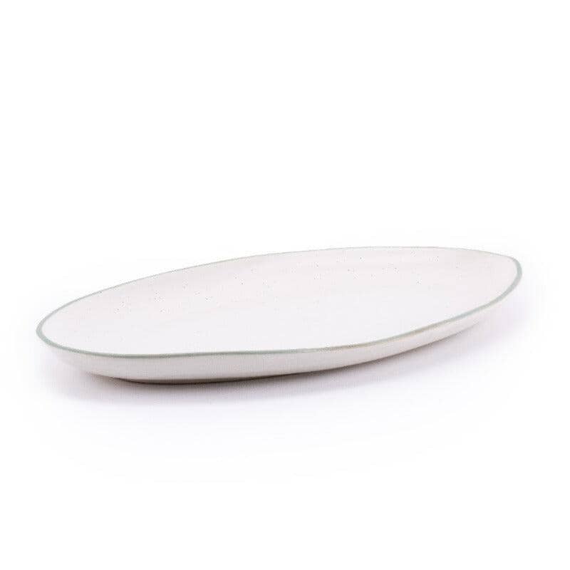 Nugu Home Oval Large Serving Platter - White and Turquoise Platters Nugu Home 