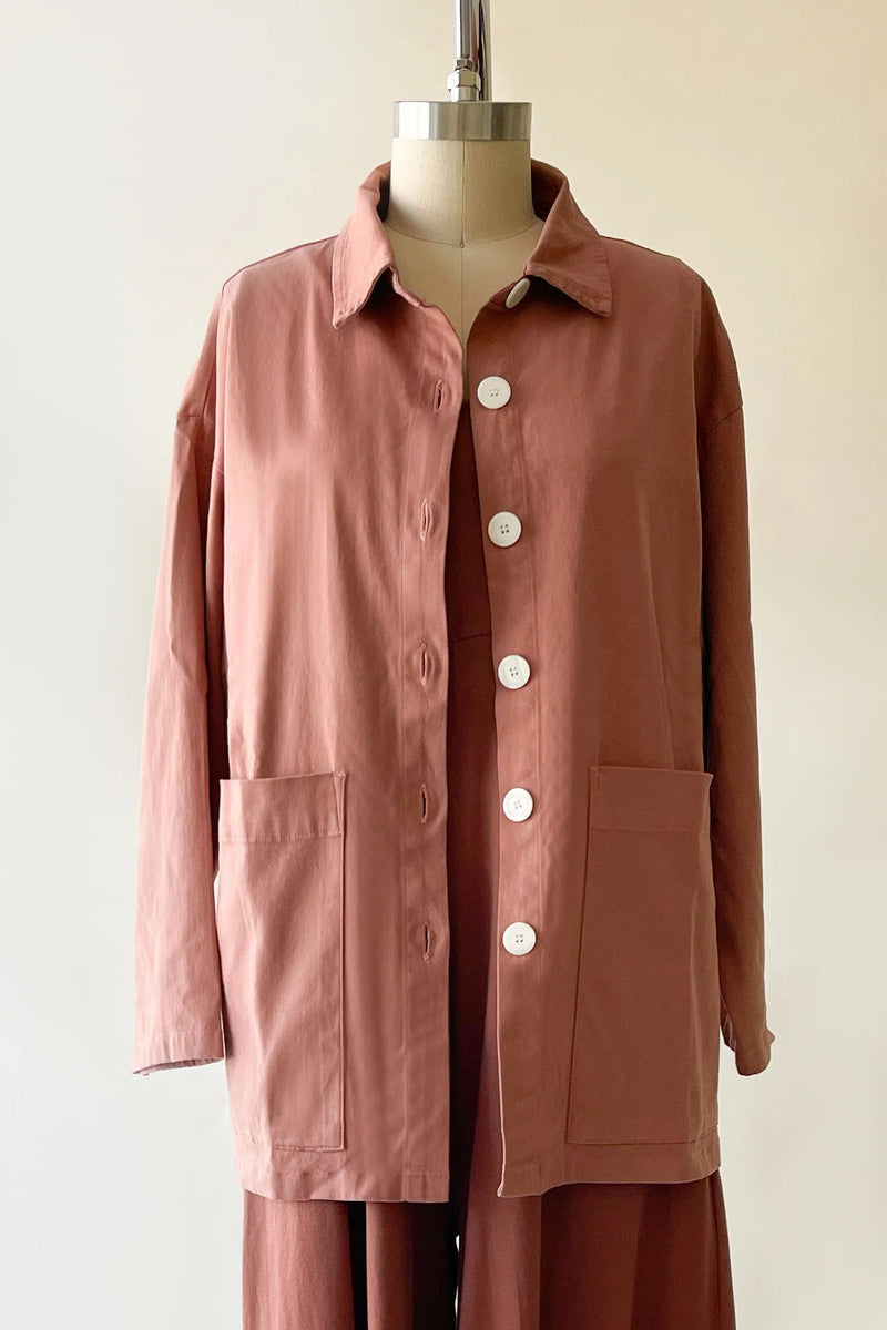 Painters Button Shirt Jacket Jackets Mien XS Rosewood Pink 