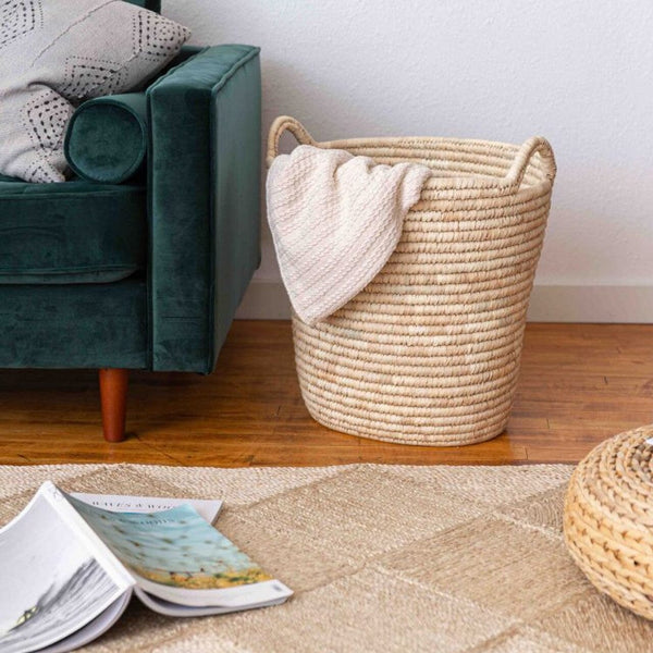 Palm Leaf Laundry Basket Baskets Will & Atlas 