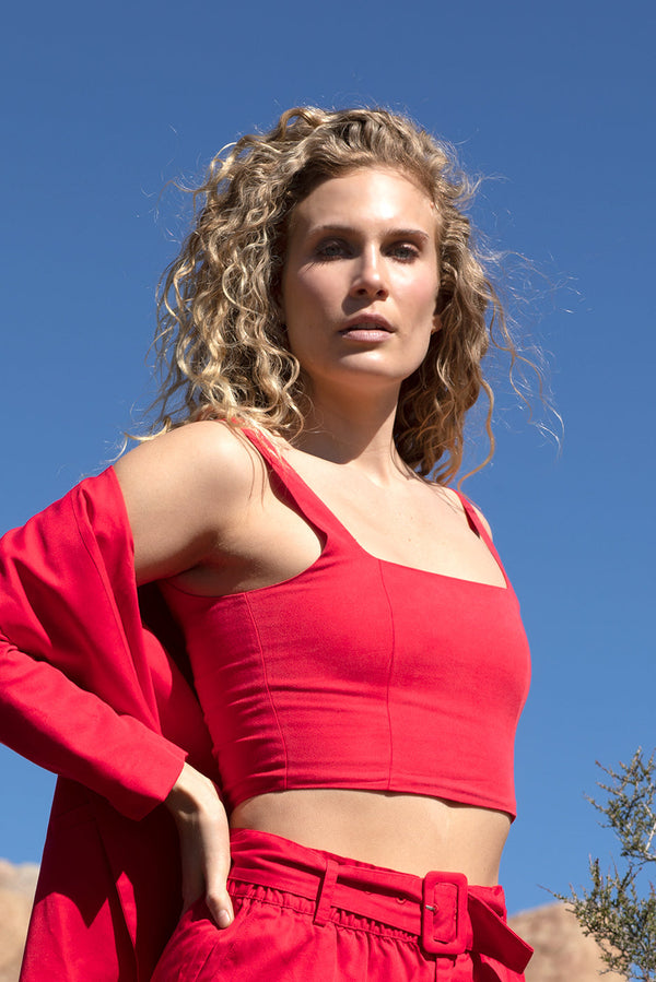 Paneros Clothing Bianca Crop Top in Cherry Punch Top Paneros Clothing 