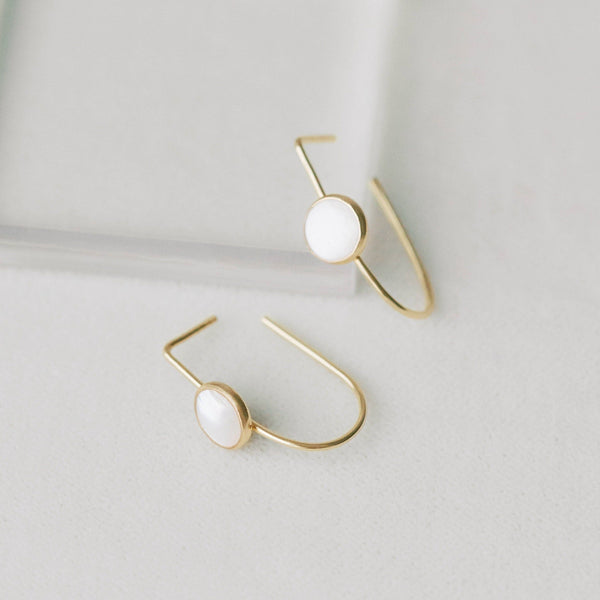 Pearl and Recycled Gold Hoop Earrings Earrings Sara Patino Jewelry 