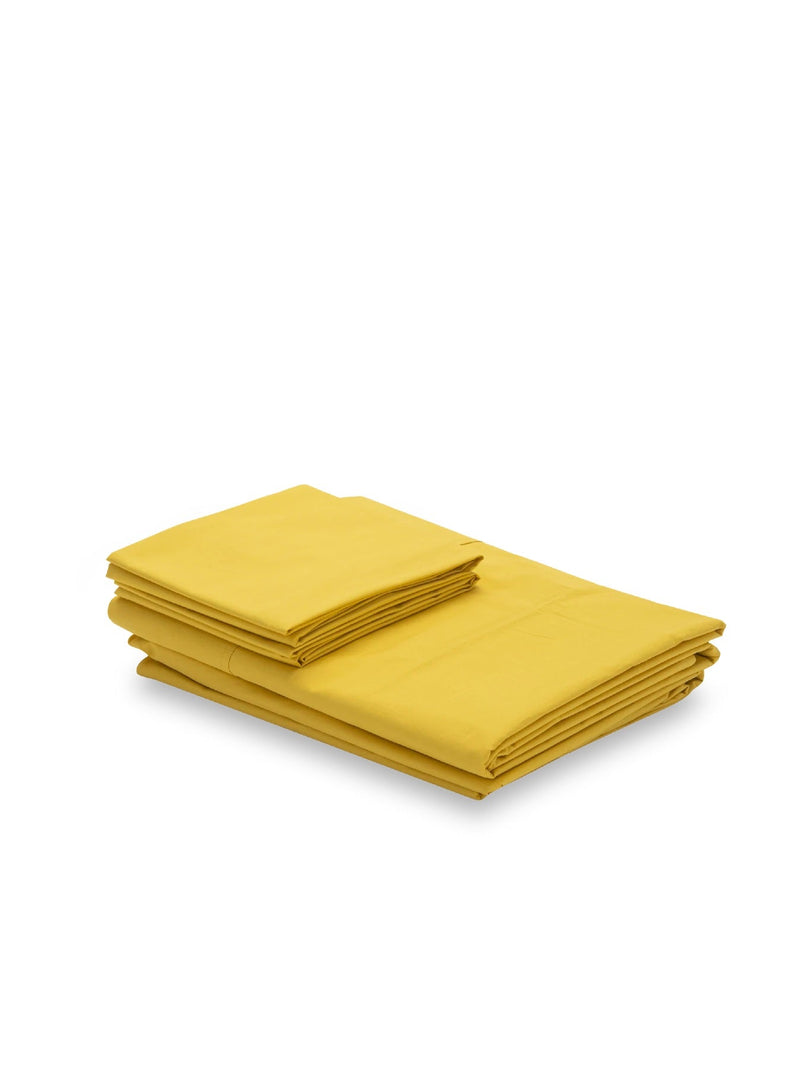 Percale Bed Sheet Set Sheet Sets Takasa Twin Desert Yellow 