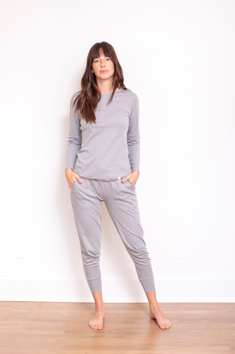 Pima Long Sleeve and Jogger Set Lounge + Pajama Sets Leena & Lu M Steel blue 