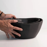 Porcelain Nesting Bowl Set Salad + Serving Bowls The Bright Angle Mica Black 