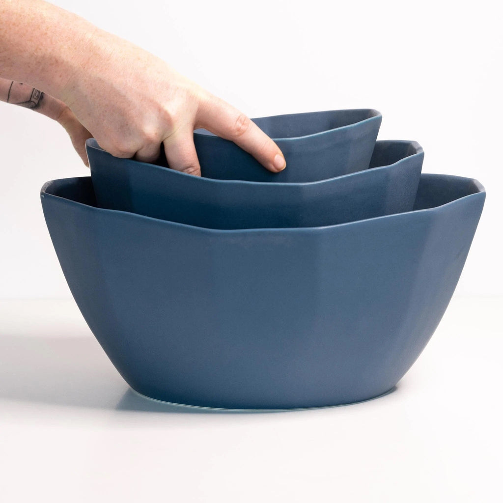 HAPPY KIT Ceramic Mixing Bowls Set, Nesting Bowls Set For Kitchen,Large  5/3/1.5 Quart Bowl Set of 3, Prep Serving Bowl for Baking and Mixing
