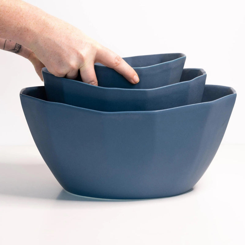Ceramic Prep Bowls, Cooking Bowls, Utility Bowls, Stoneware Bowls, Small  Bowl Set, Blue Green Bowls, Pottery Bowl Set, Nested Bowls, BS3 