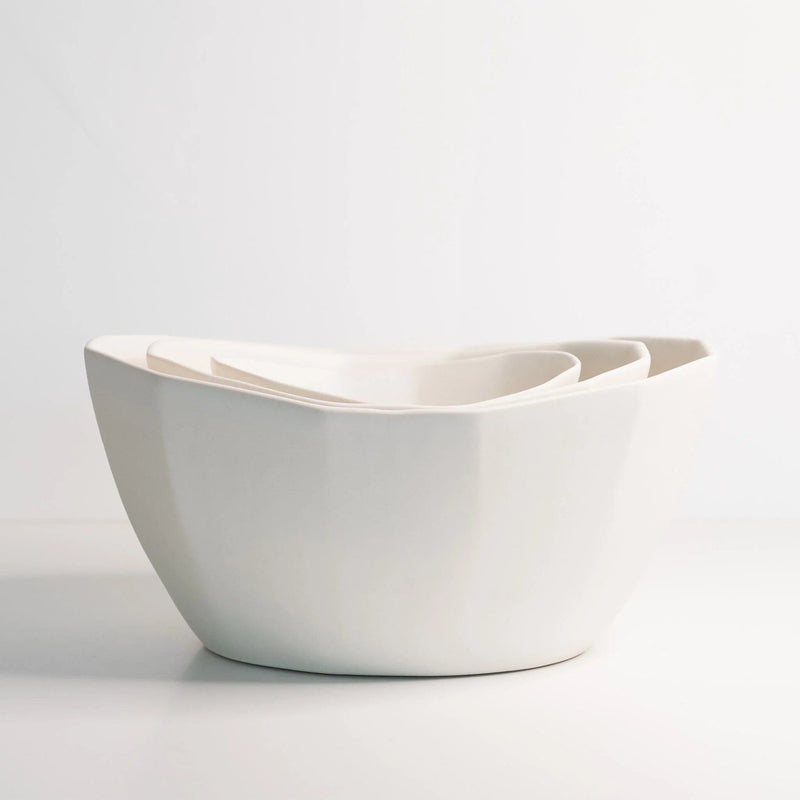 Porcelain Nesting Bowl Set Salad + Serving Bowls The Bright Angle Silk White 