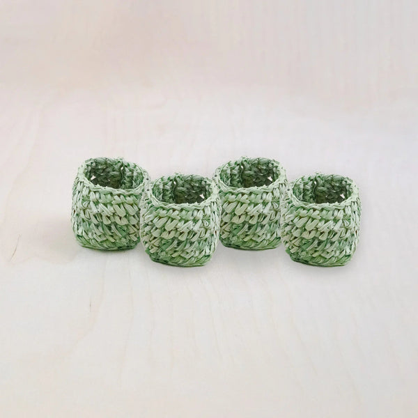 Raffia Crochet Napkin Rings Set Napkin Rings LIKHÂ Sage 