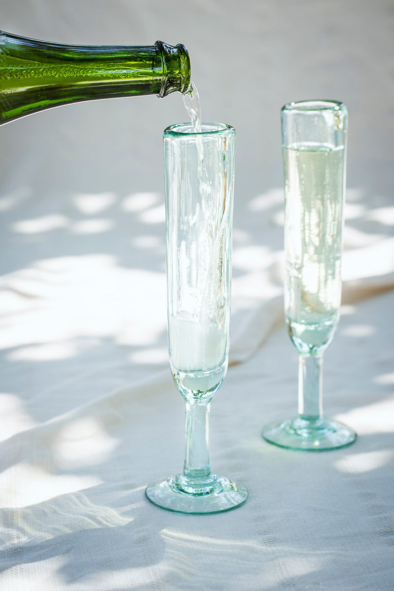 Recycled Glass Champagne Flutes Glassware + Drinkware Magda Made 