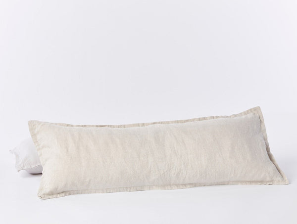 Relaxed Linen Lumbar Pillow Cover Bedding Coyuchi Natural Chambray 
