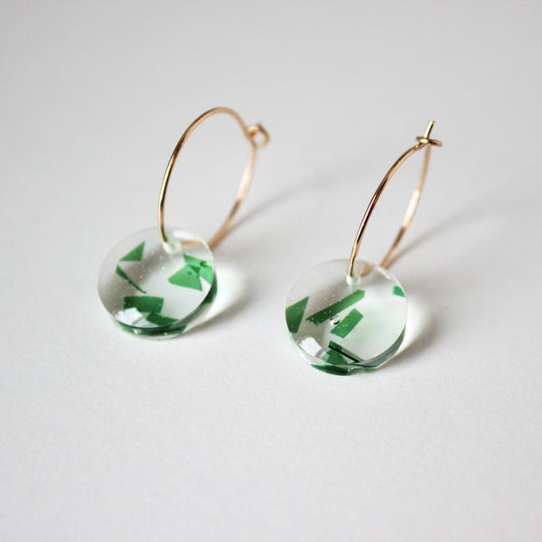 Remi Circle Upcycled Mini Hoop Earrings Earrings Giulia Letzi + META Jewelry Emerald 