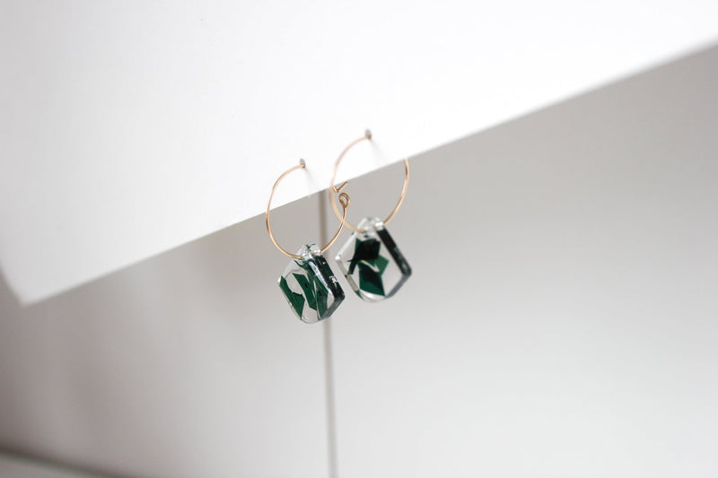 Remi Dark Green Upcycled Mini Earrings Earrings Giulia Letzi + META Jewelry 
