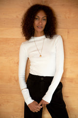 Ribbed Funnel Top Turtlenecks LA Relaxed M White 