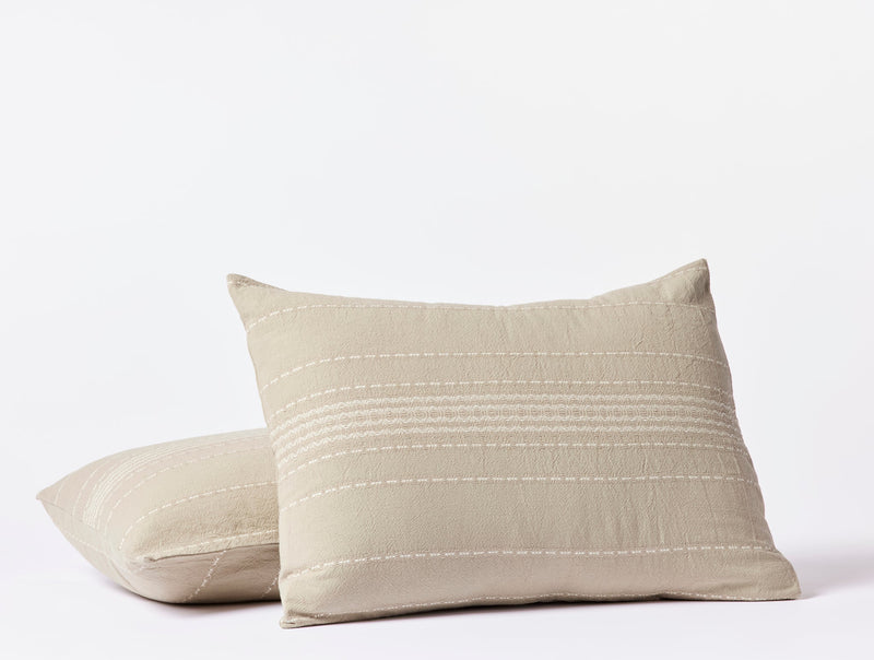 Rippled Stripe Sham - Alpine White / Pale Gray Pillowcases Coyuchi Standard Aloe / Natural 