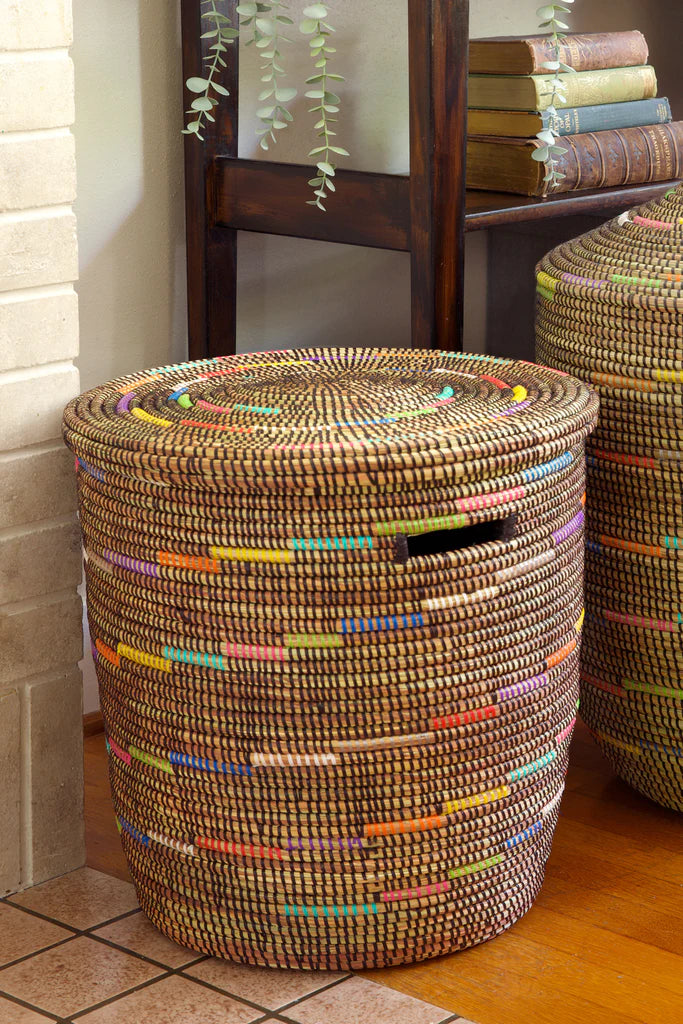 Sable Swirl Flat Lid Storage Basket Baskets Swahili African Modern 