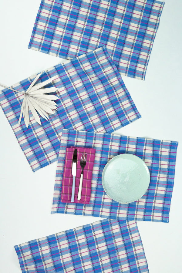 San Andres Gingham Placemat Set Placemats Archive New York Blue 