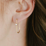 Sara Patino Jewelry Gold Hoop with White Topaz Gemstone Earrings Sara Patino Jewelry 