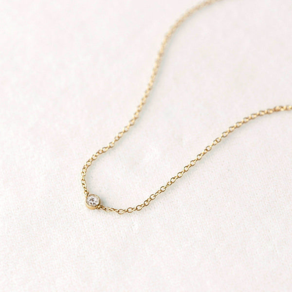 Sara Patino Jewelry Gold Tiny White Topaz Necklace Necklaces Sara Patino Jewelry 