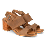Serena Heeled Leather Sandal Sandals Adelante Shoe Co. Desert Brown 5 