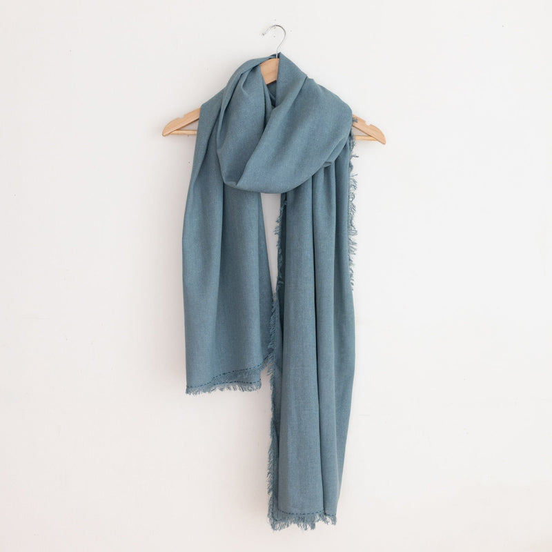 Silk Noil Wrap Scarf Scarves Last Chance Textiles Woad Blue 