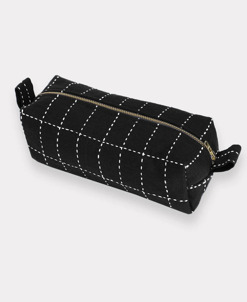 Small Grid Stitch Toiletry Bag Toiletry Bags Anchal Charcoal 