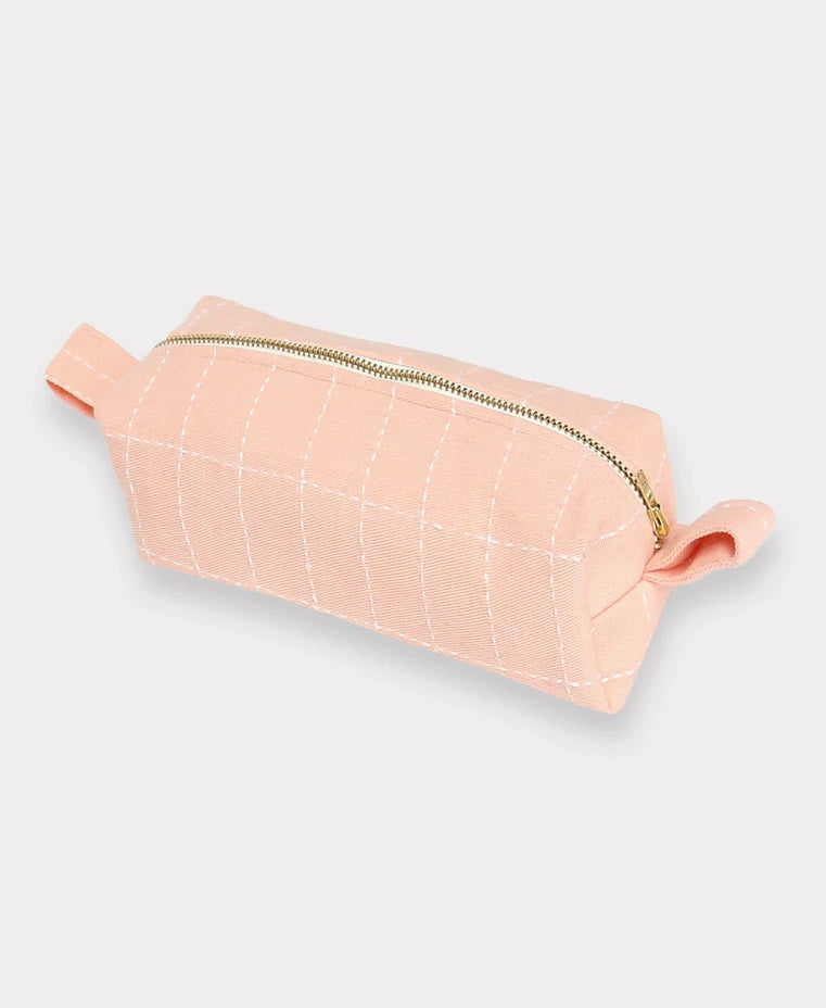 Small Grid Stitch Toiletry Bag Toiletry Bags Anchal Light Pink 