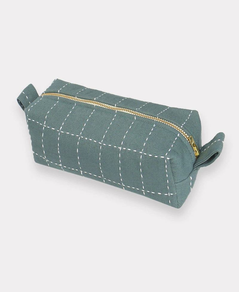 Small Grid Stitch Toiletry Bag Toiletry Bags Anchal Spruce 