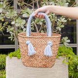 Small Straw Tote Bag with Braided Handles Handbags LIKHÂ 