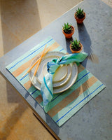 Soil to Studio Indu Handwoven & Block-printed Napkins - Tiffany Blue Table Linen Soil to Studio 
