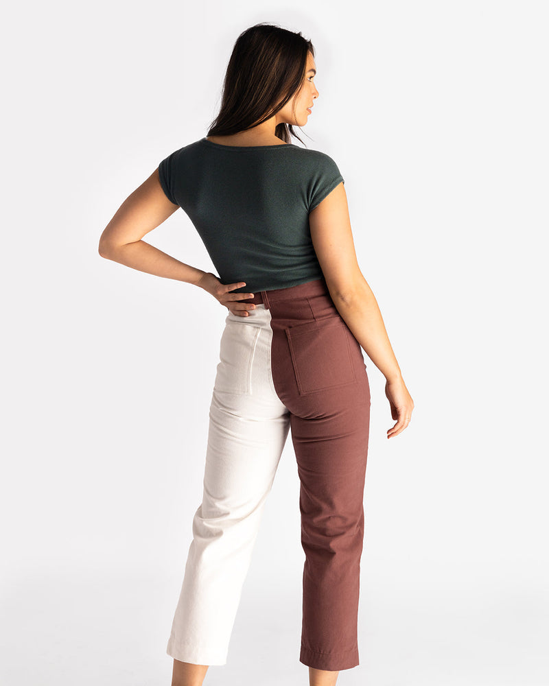 MAWCLOS Ladies Cropped Trousers Solid Color Cargo Pant High