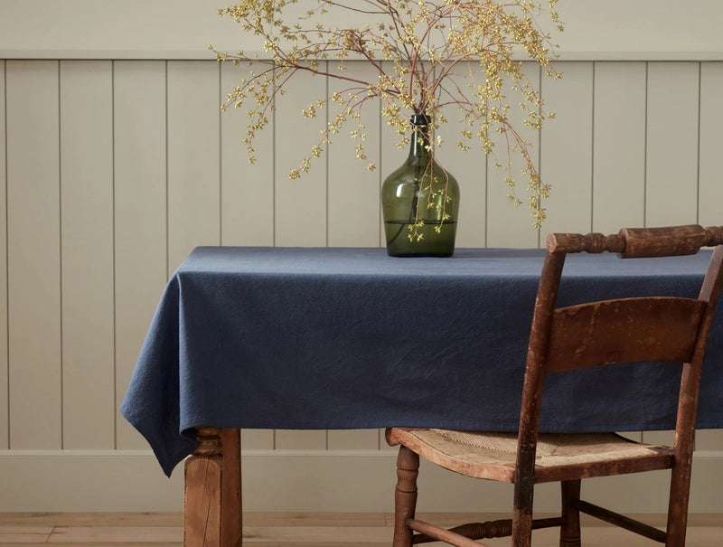Sonoma Textured Tablecloth Tablecloths + Runners Coyuchi Blue Jay 