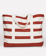 Stripe Canvas Tote Bag Tote Bags Anchal Rust 
