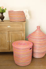 Sunrise Stripes Flat Lid Storage Basket Baskets Swahili African Modern 